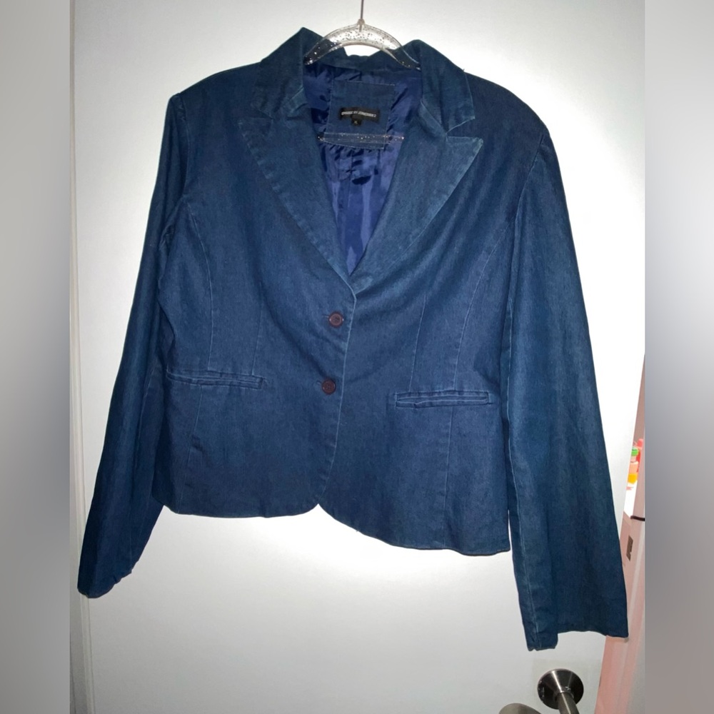 Episode by Jonathan Z Denim Blazer Jacket Womens XL Blue Dark Wash Stretch